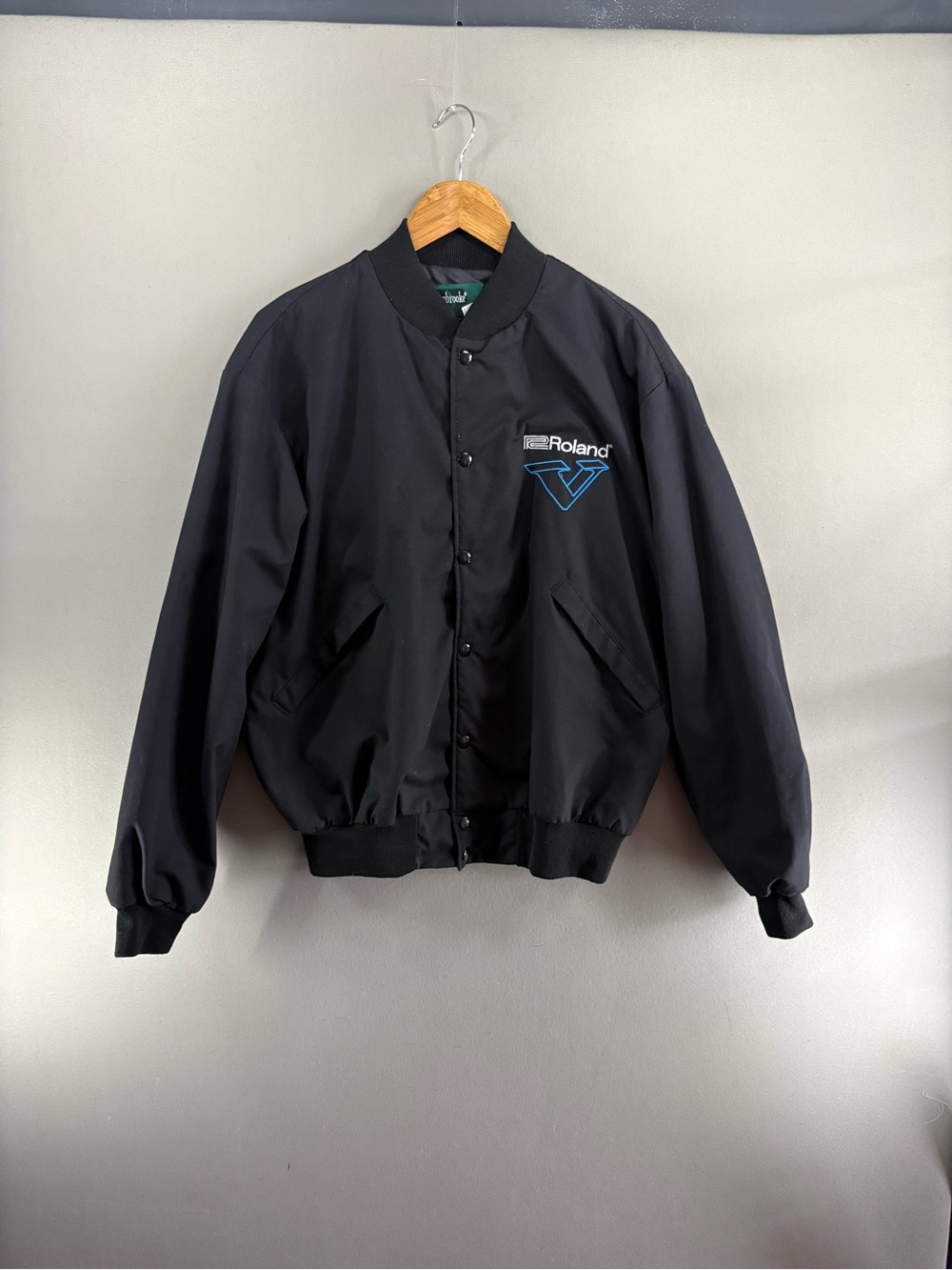 Vintage Bomber Jacket Men Size Large Roland Dunbrooke Jacket Black Classic Retro